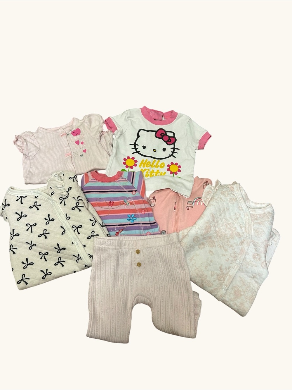 Mixed Lot Baby Girls 0-3M Clothes Bundle (7 Pieces) Sleepers